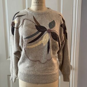 Vintage Sweater by UNO & UNA embellished patched beaded women’s M